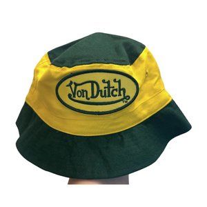NWOT Von Dutch Kids Bucket Hat Yellow and Green 2 tone, Y2K Retro, Embroider…